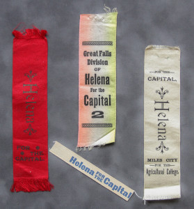 A group of four ribbons with different designs.