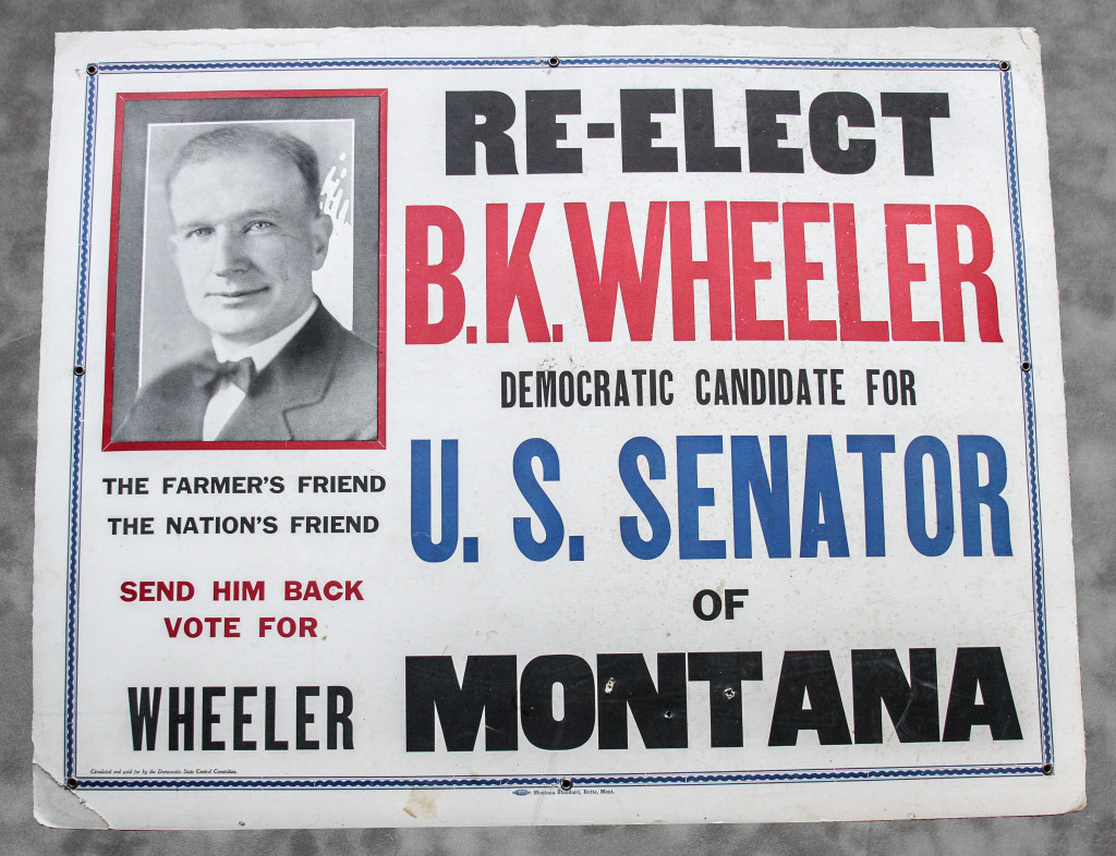 A political campaign sign for b. K. Wheeler in montana