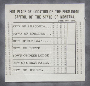 A paper with the names of some places in montana.