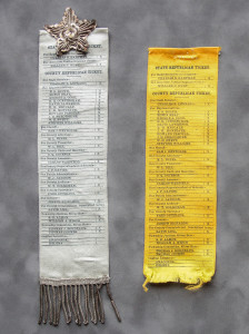 Two ribbons with a list of the names and addresses.