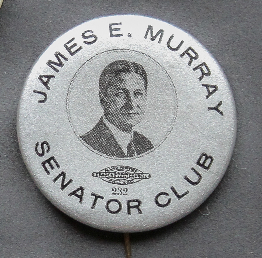 A button with an image of james murray on it.