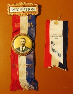 A close up of two ribbons with a picture on them