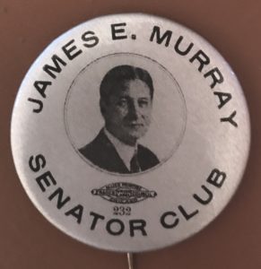 A button with an image of james murray