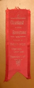 A red ribbon with the name of stevenson on it.