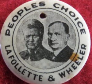 A button with two men on it
